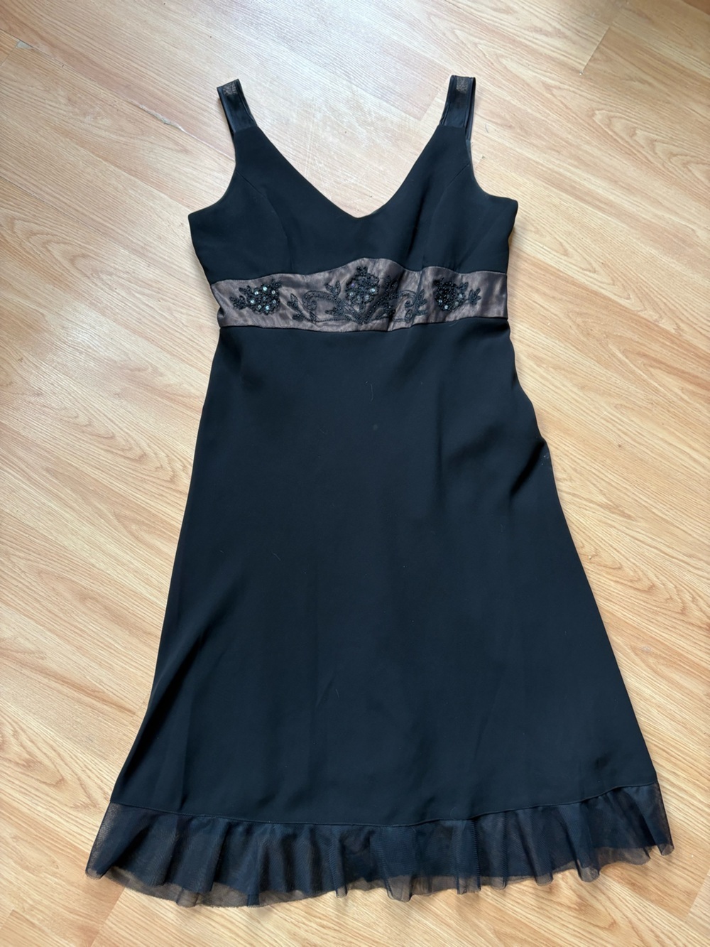 Tradition Black dress Embellished lace waist beaded sz12